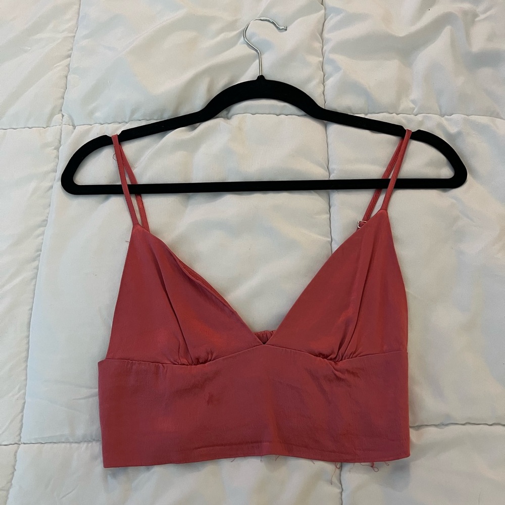 Pink satin Zara top